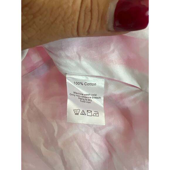 Duffield Lane size XS pink and white checked plaid top - Picture 3 of 3